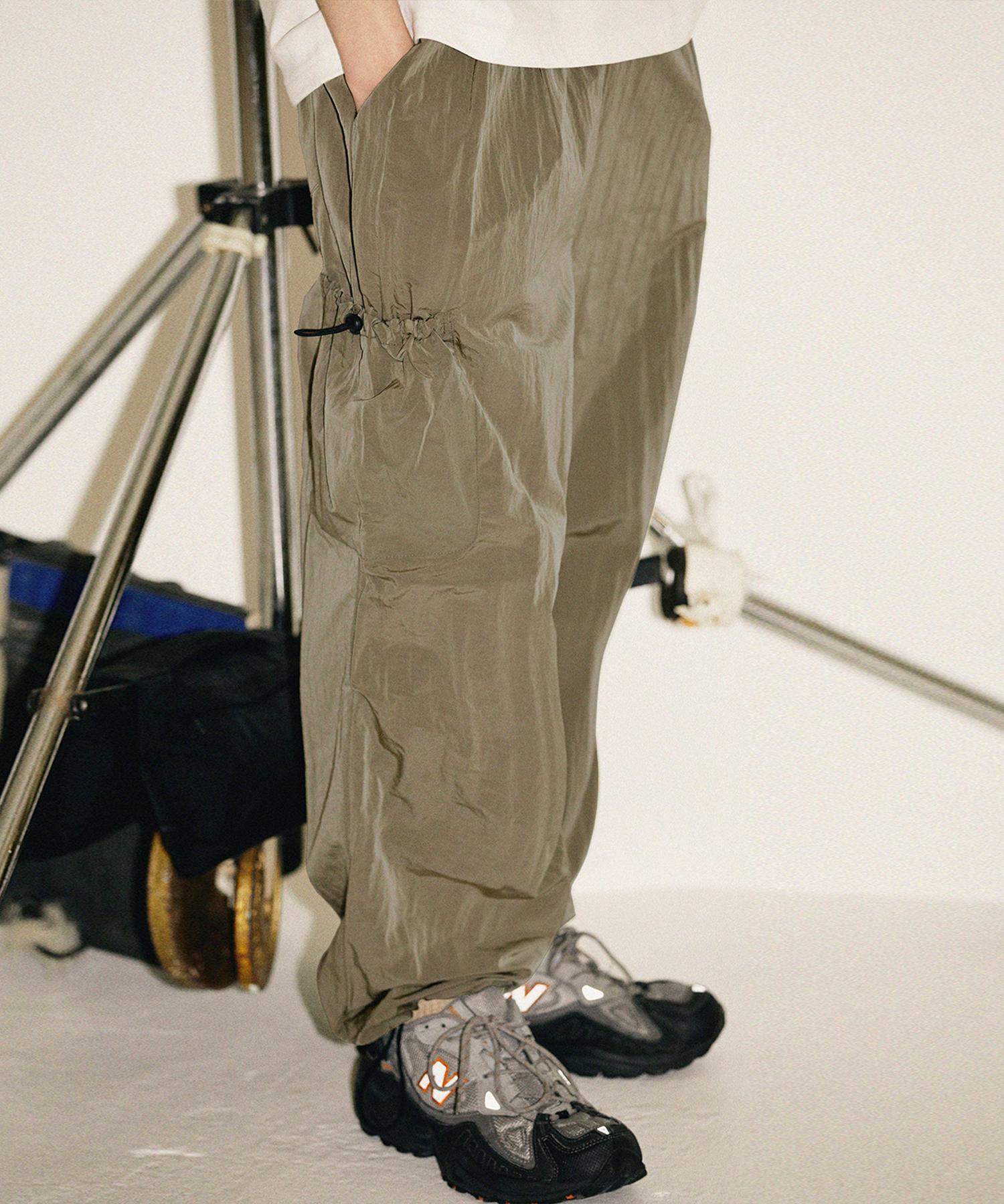shirring nylon cargo pants(NAVY)