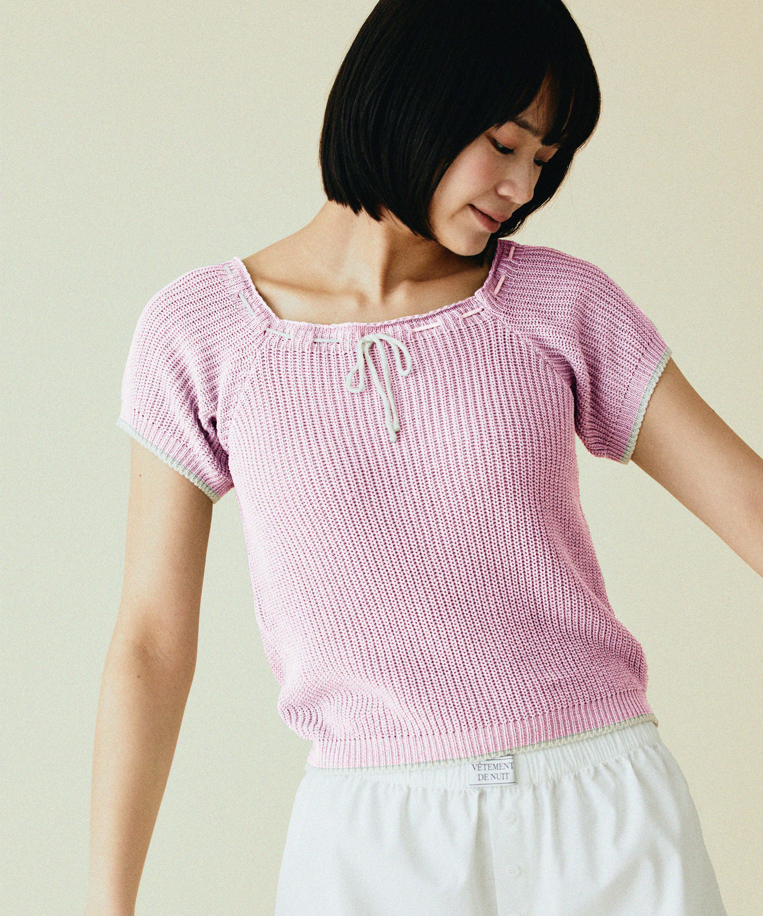 cherry knit top(PINK)